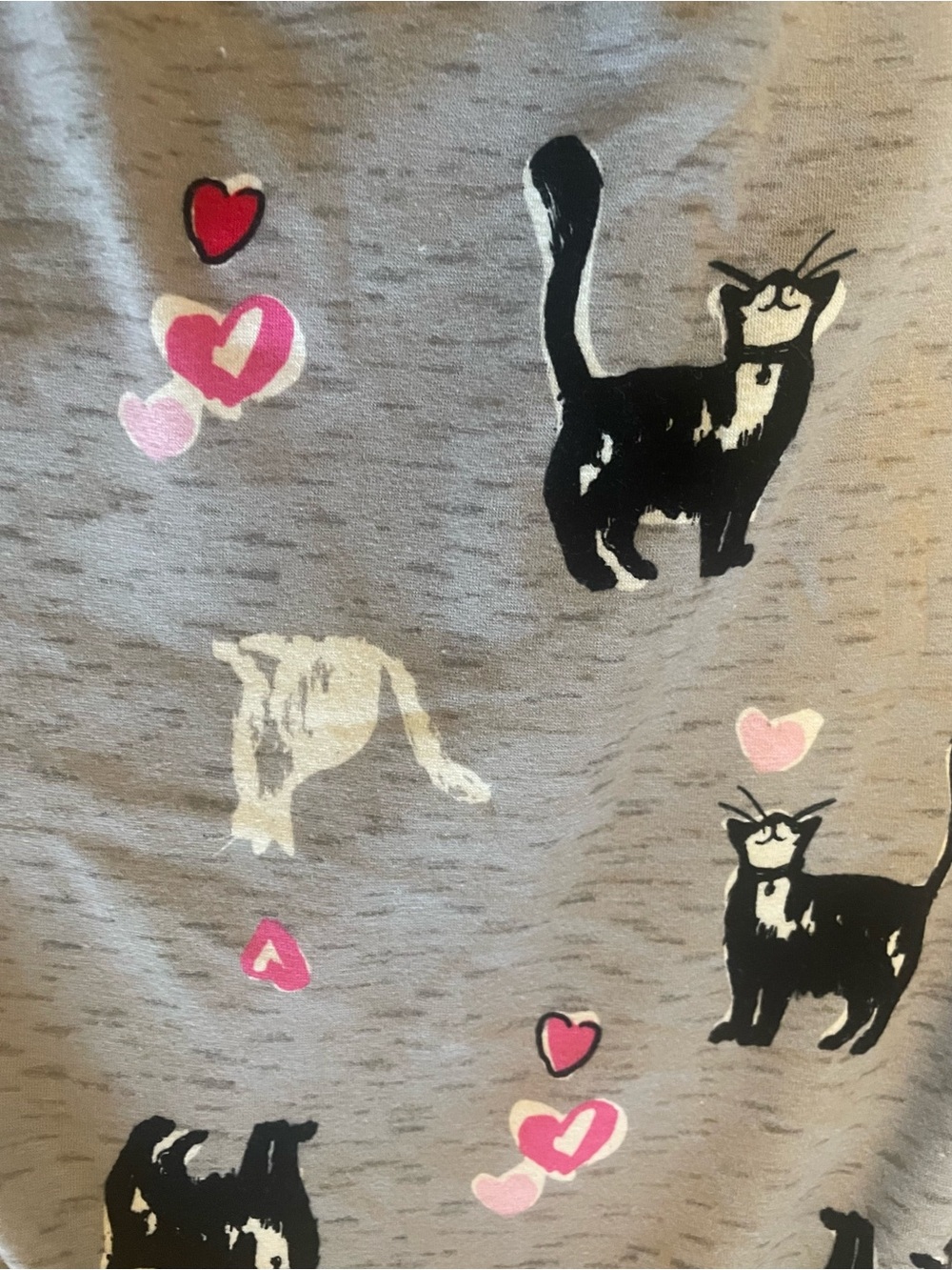 Hue Pajama Pants Cats and Hearts on a Grey Background Size XL NWT - Picture 2 of 7